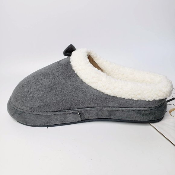 NWT Kooba Grey Bow Front Furry Ankle Memory Foam Slippers L - Picture 4 of 8